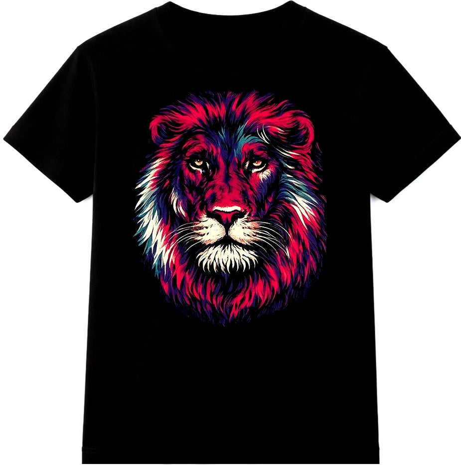 Lion Head Portrait Artistic Wildlife Art Bold Animal Art Big Cat Graphic T-Shirt