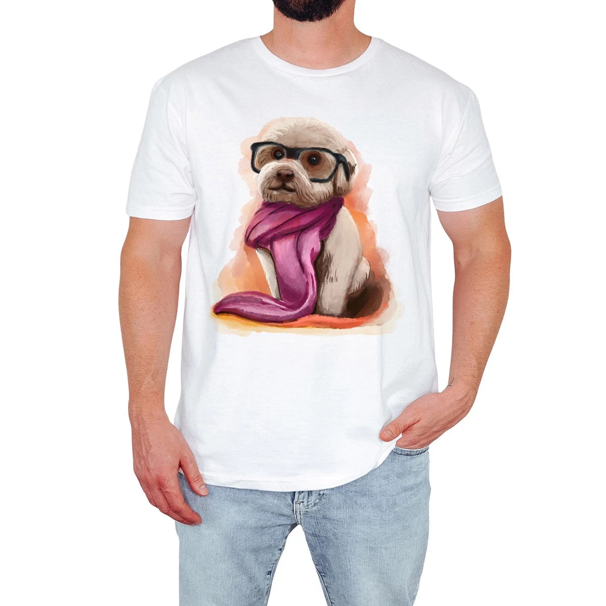 Cute Dog Mens T-Shirt Stylish Pet Lover Funny Cartoon Animal Lover Gift