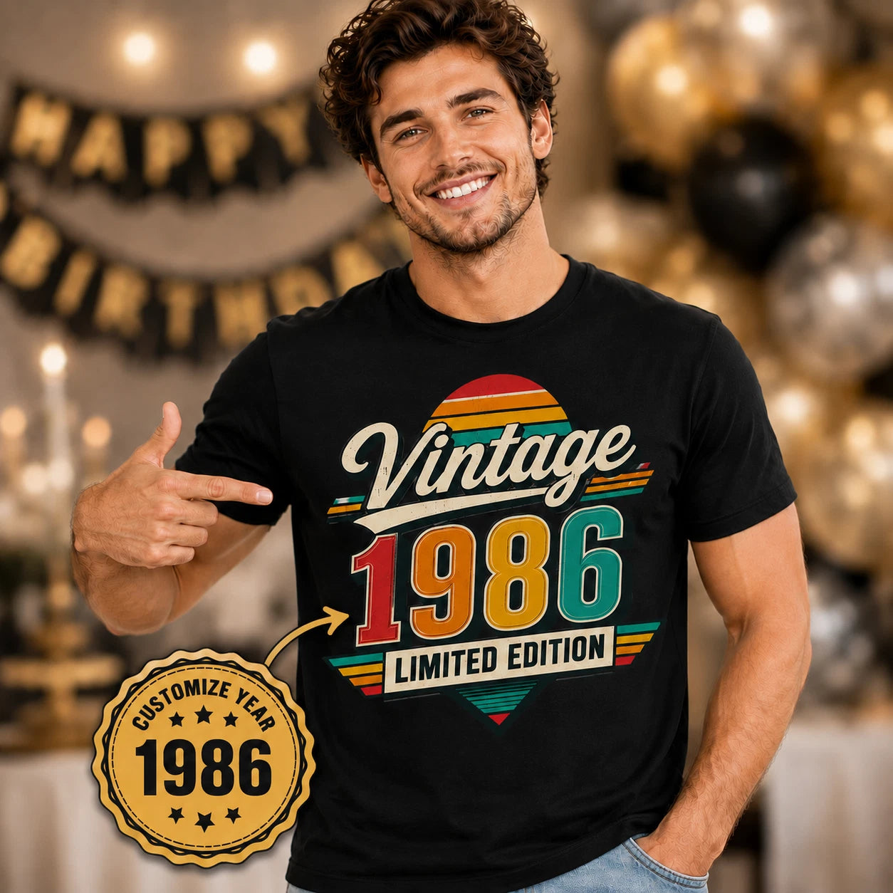 Personalised 40th Birthday Birth Year Men T Shirt