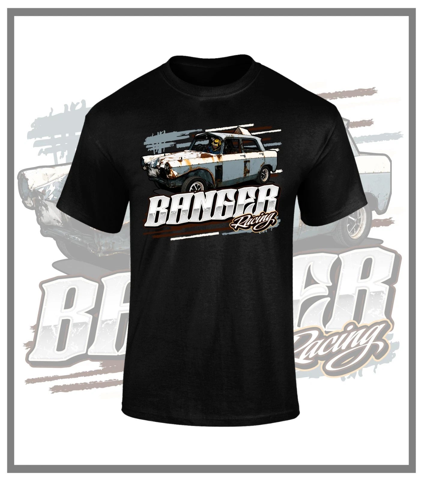 Banger Racing Tshirt  design Free Uk Delivery  Oval Contact Racing Westy A60 RAW