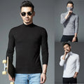 Perfectly Fitted Turtleneck Long Sleeve Tops for Men Solid Color Range