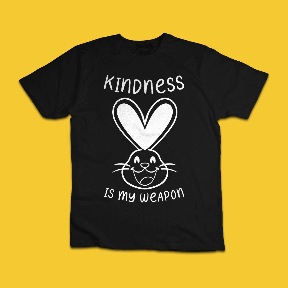 Kindness Is My Weapon Cute Bunny Graphic T-Shirt