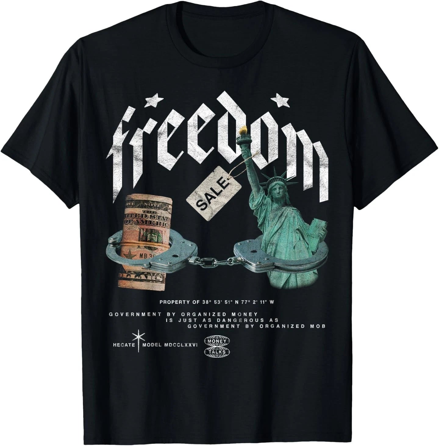 Freedom Vintage Streetwear Urban Hip Hop Metal Rock Y2K T-Shirt