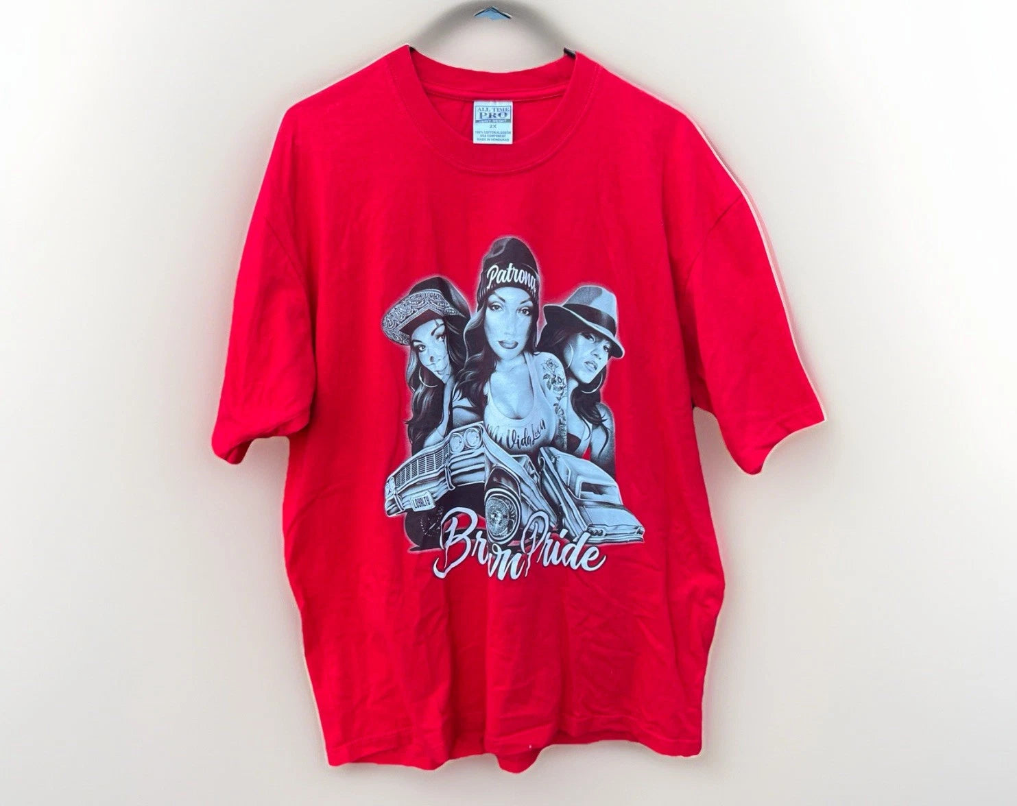 Chicano Graphic Lowrider Brown Pride 2xl Heavyweight  Red Shirt
