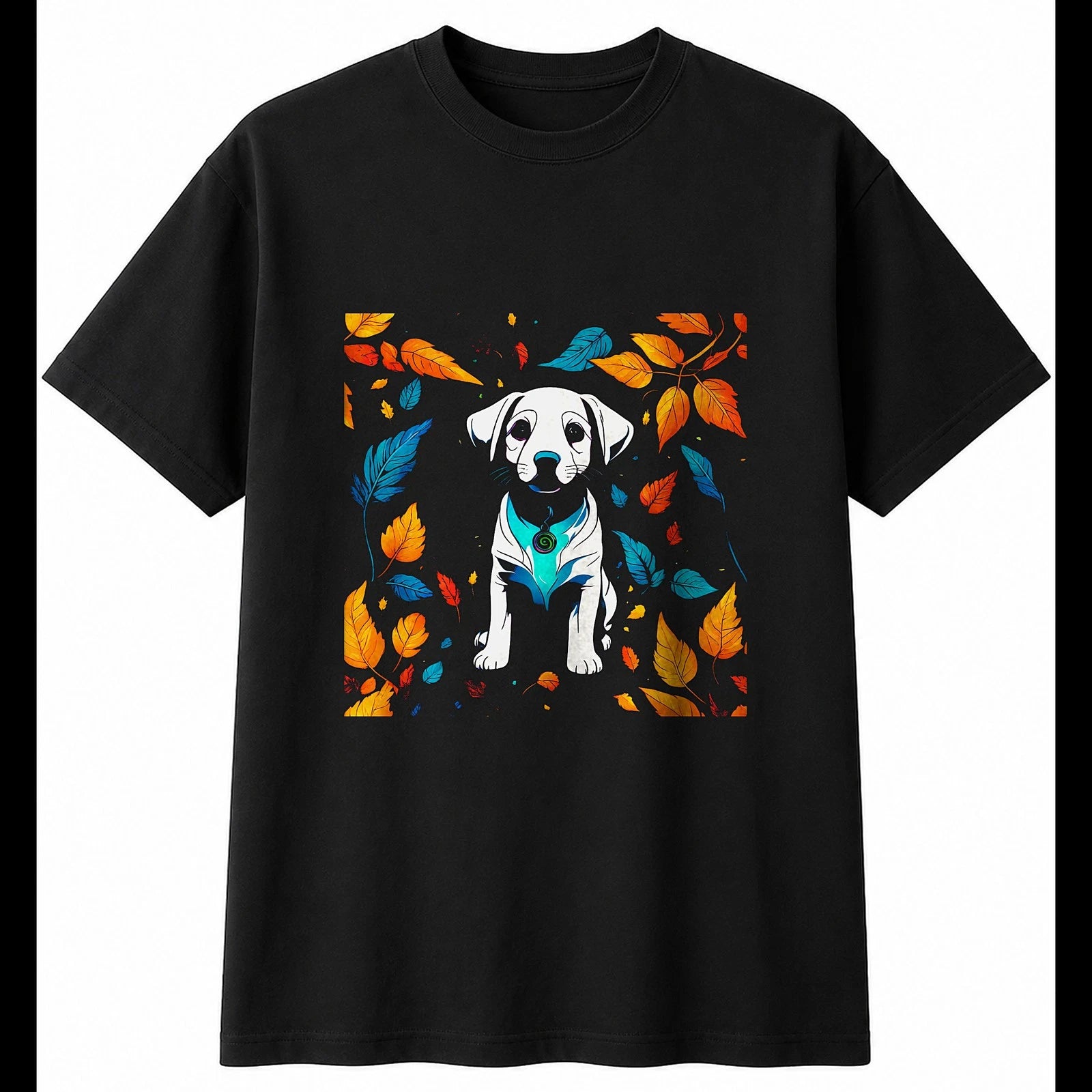 Puppy in Nature Dog Mens T-Shirt Black 100% Cotton Adorable Printed