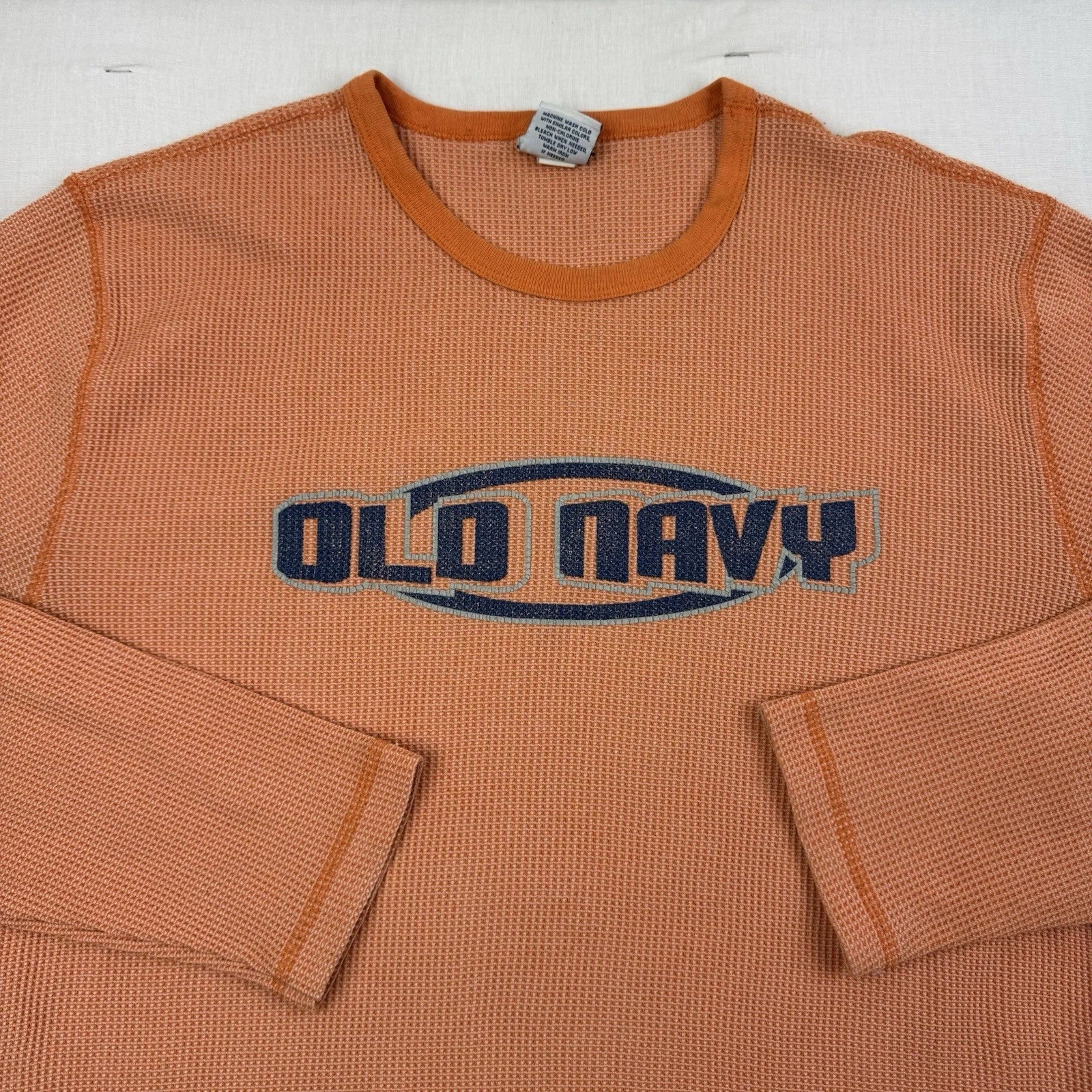 Vintage Old Navy Thermal Shirt Adult XL Orange Spellout Grunge Hipster Y2K