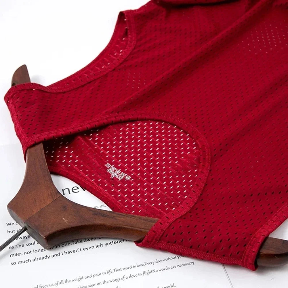Stylish Men's Sleeveless Ice Silk Mesh TShirt for Summer Sports Fitness