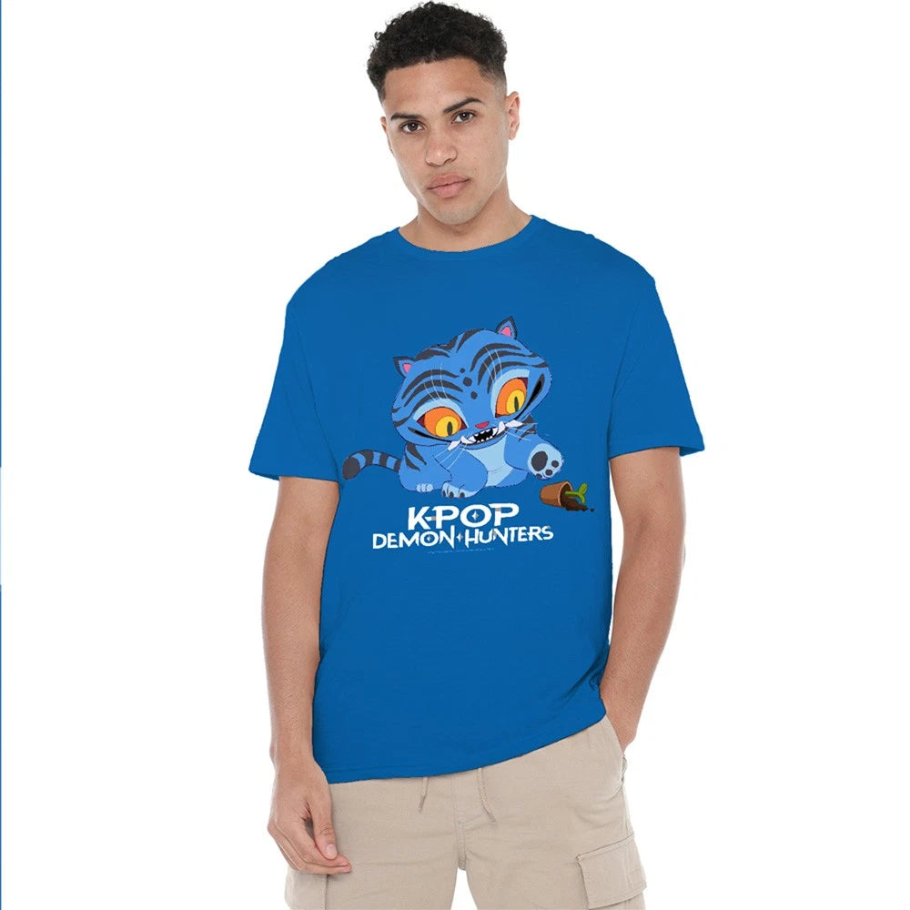 K-Pop Demon Hunters - Cute Derpy Tiger Cartoon Unisex T-Shirt, Royal Blue