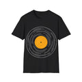 Vinyl Album T-Shirt, Line Art Design, Retro Music Graphic Tee, Regular Fit Top