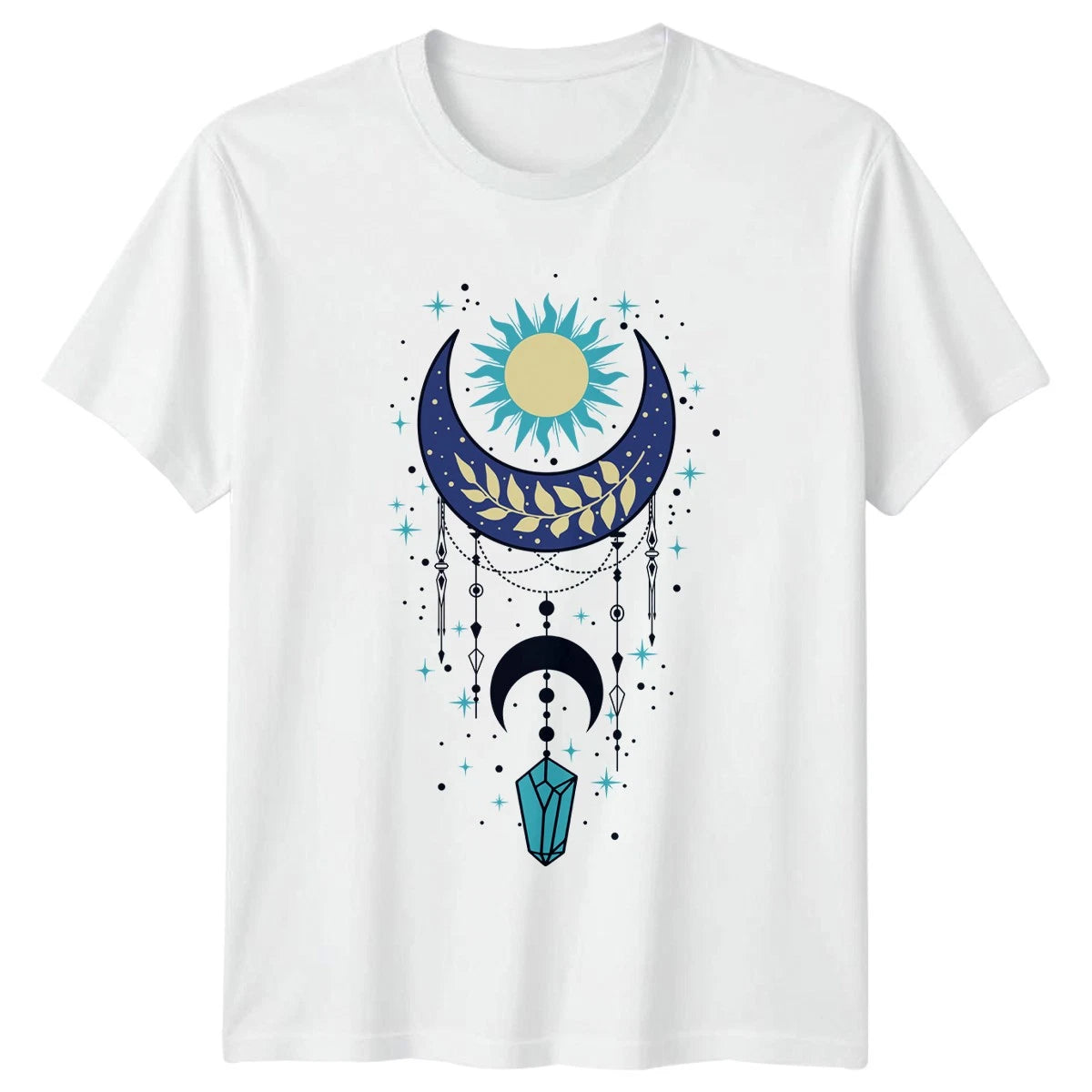 Boho Mystical Celestial Moon Sun T-Shirt Astrology Crystal Spiritual And Her
