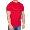 Mens Crew Neck Plain Cotton T-shirt Tee Top Fitted Casual Contrast Stripe Blank