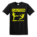 Caution This is Sparta T-Shirt Yellow Funny Joke Gift Meme Movie Spoof Top