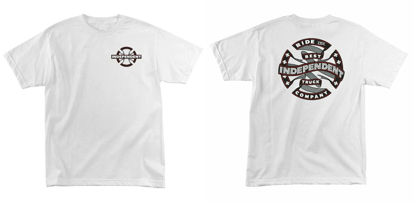 Independent Trucks Ribbon Cross Skateboard White Tee Reprint Graphic Shirt
