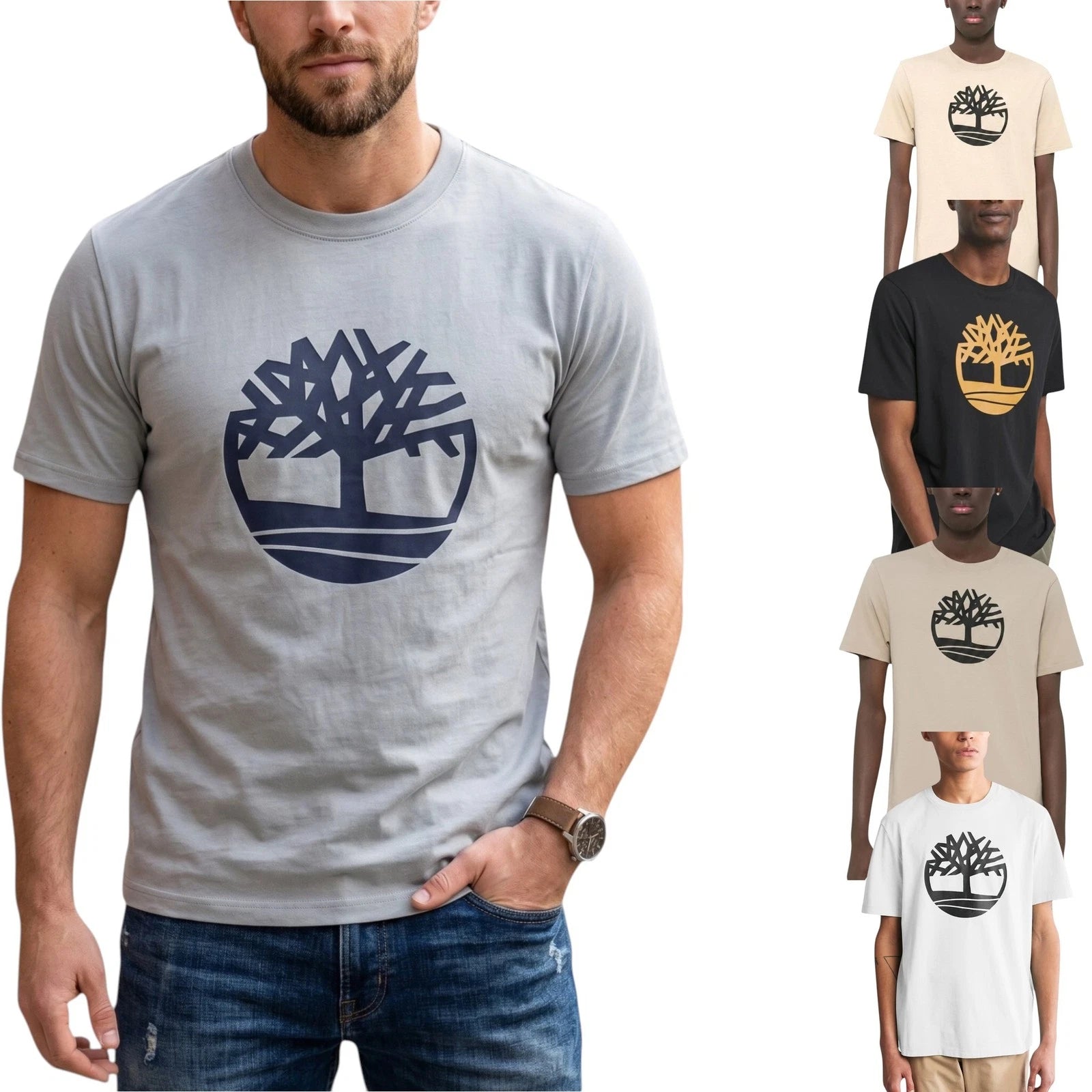 Timberland Mens T Shirts Kennebec River Tree Logo Casual Cotton Regular Fit Tee