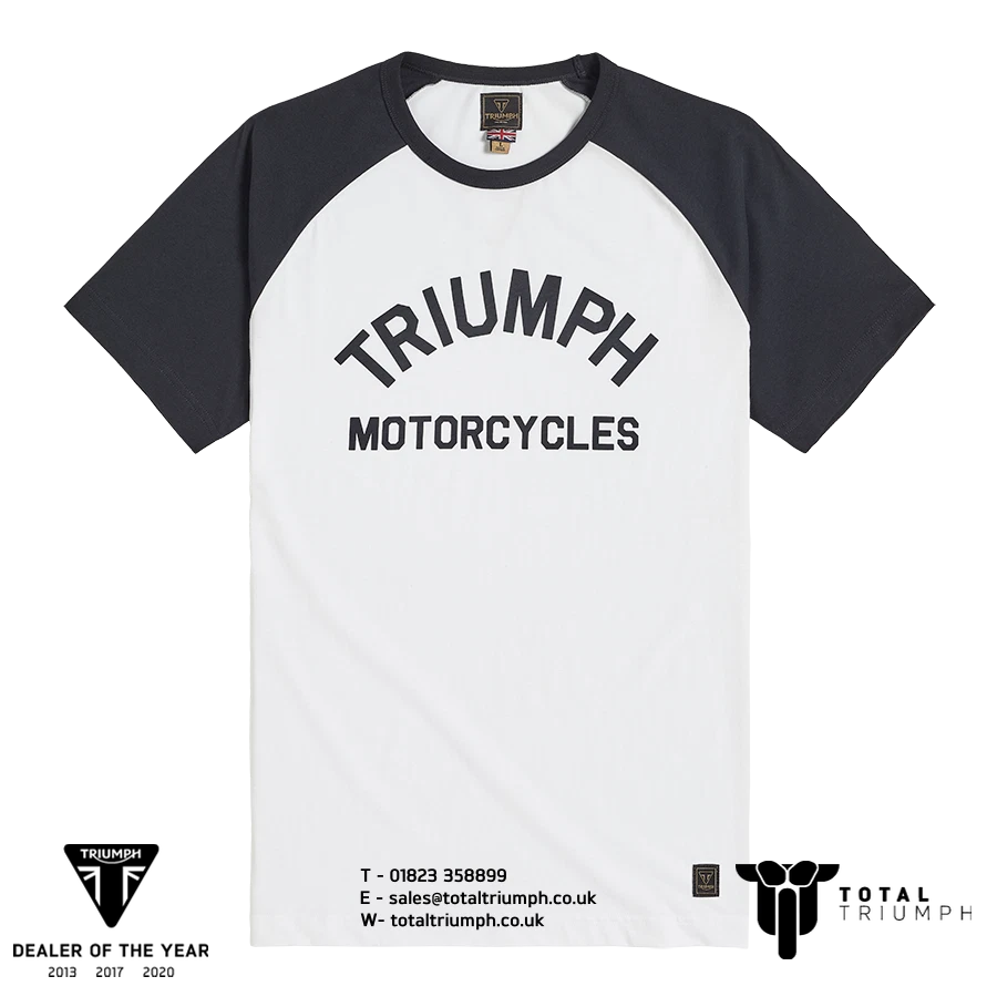 GENUINE Triumph Motorcycles Saltern Logo T-Shirt White/Black New