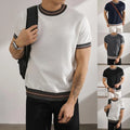 Mens Knitted Top Casual Business Shirt Business Casual Machine Friendly Care
