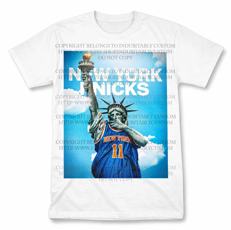 Jalen Brunson Statue of Liberty Knicks Graphic T Shirt Vintage Style Fan Tee
