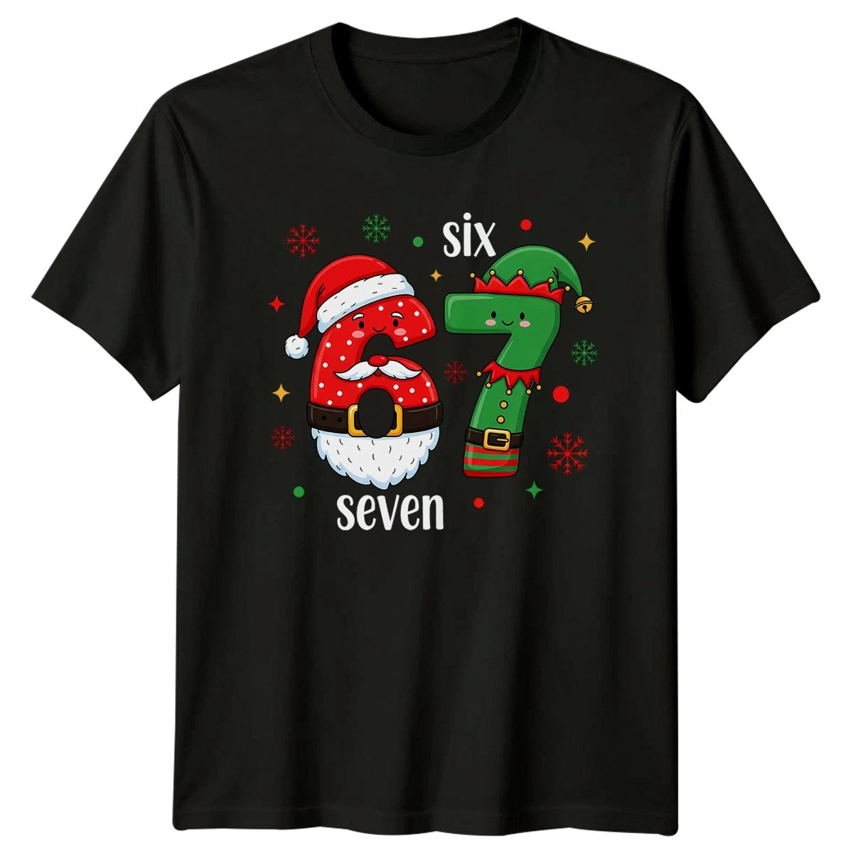 67 Elf Santa Funny T-Shirt Christmas Six Seven Meme Xmas Gift Mens Women Tee