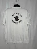 J.Crew Lazy Lulu's Dockside Bar Graphic T-Shirt Mens XL White Black Lab Dog