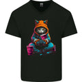 A Gaming Cat Cool Gamer Video Games Mens V-Neck Cotton T-Shirt