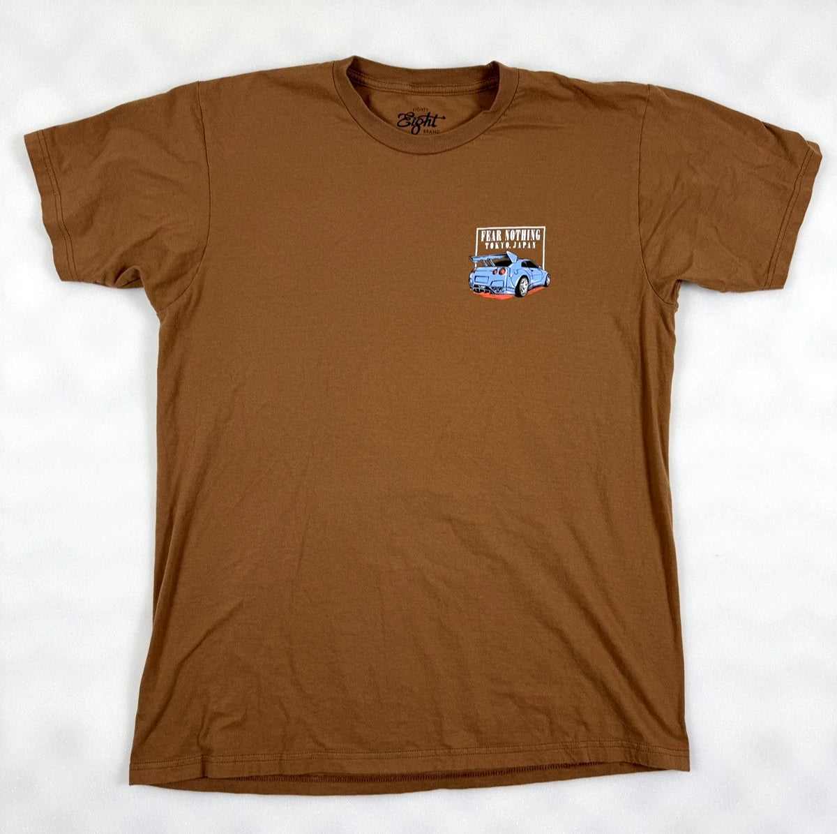 Eighty Eight Brand Fear Nothing Tokyo Japan Graphic Tee Shirt Mens Large L Brown