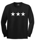 Kings of NY 3 Stars Military Style Streetwear Long Sleeve Graphic Tee T-Shirt