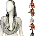 Stylish HipHop Rhinestones Fishnet Tank Tops 2000s Cool Hoodie for Women Teens