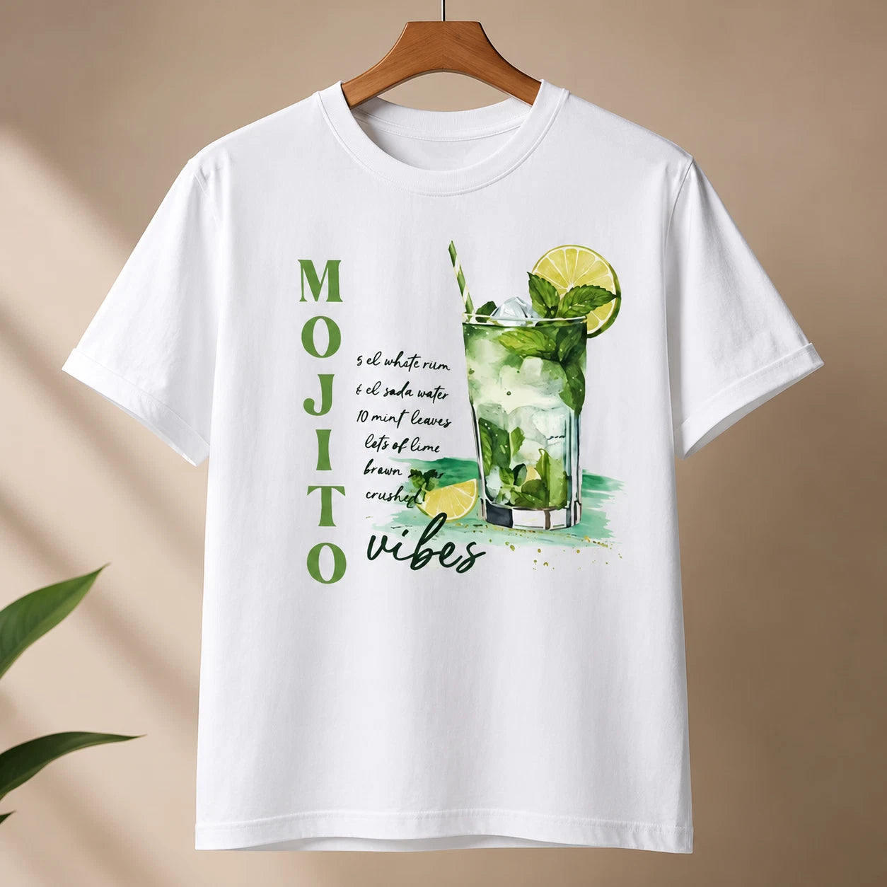Mojito Vibes Graphic T-Shirt Unisex Summer Cocktail Cotton Crew Neck Tee