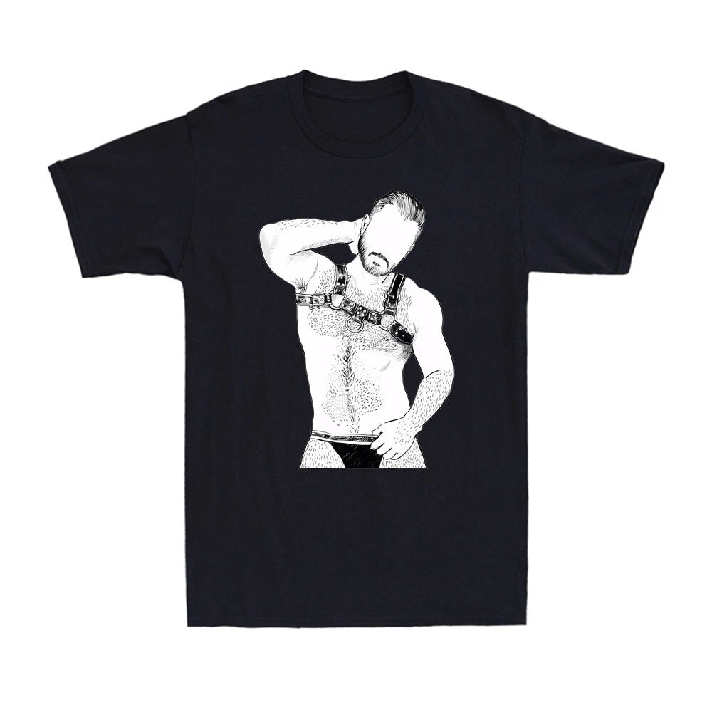 Gay Leather Gay Daddy Man Bear Kink Fetish BDSM Gay Harness Men's T-Shirt
