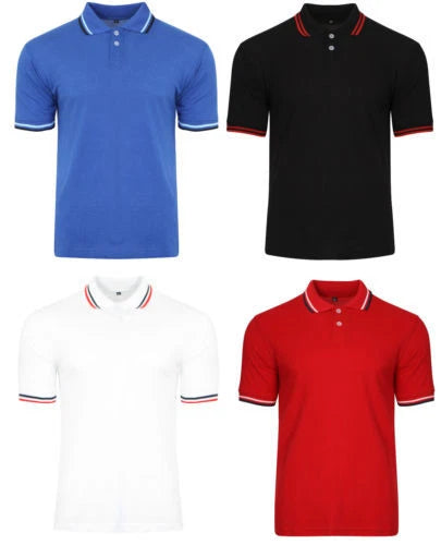 Men's New Top Quality Tipping Polo T-Shirt 100% Cotton Plain 5 Color Summer Tops