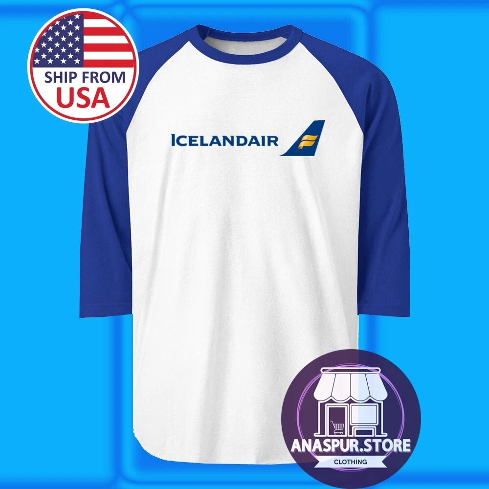 Icelandair Iceland Airlines Retro Men's Raglan Blue Size S-2XL