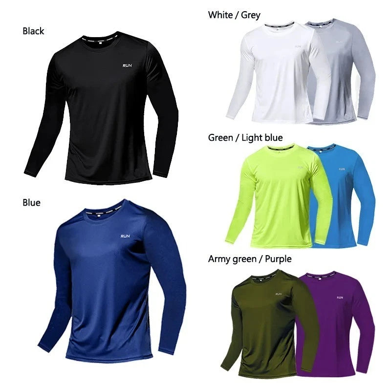 Men's Ice Silk Long Sleeve T Shirt Quick Dry UV Sun Protection Sports Top