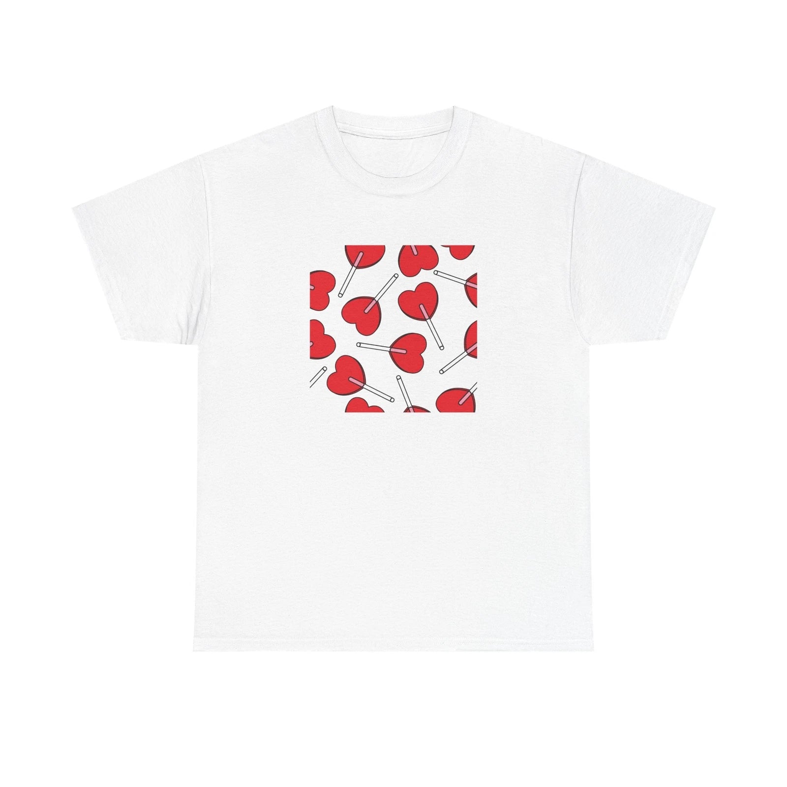 Heart Pattern Unisex Heavy Cotton Tee - Cute Casual Love Shirt
