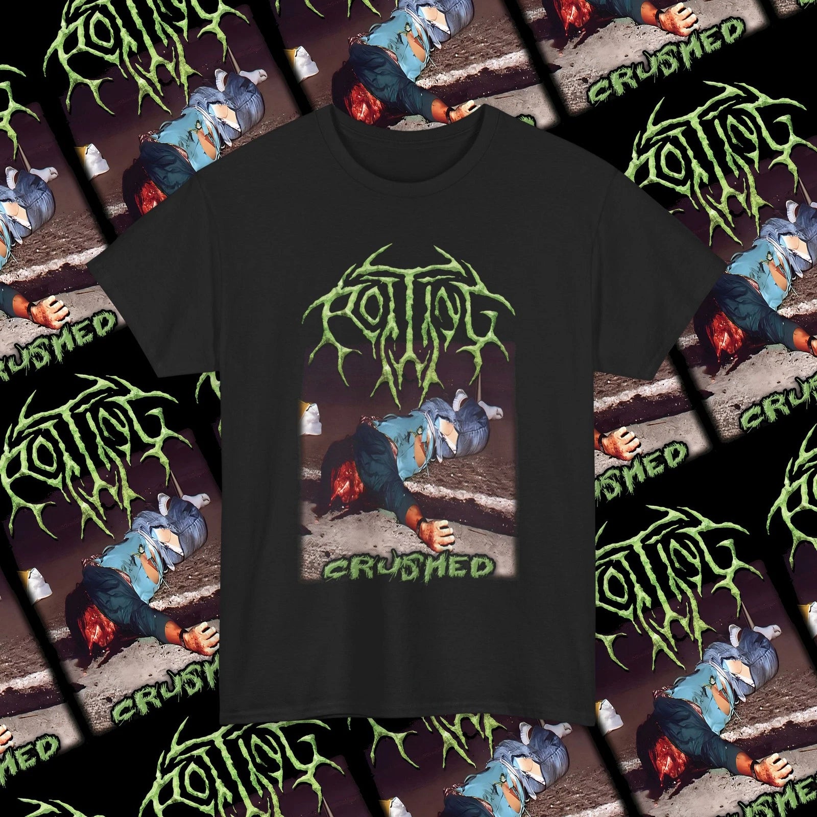 Rotting “Crushed” Double-Sided Death Metal Band T-Shirt