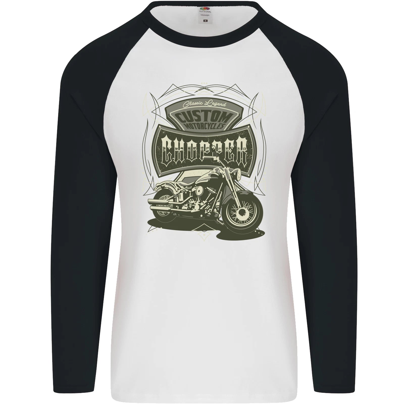 Custom Motorcycles Choppers Biker Motorbike Mens L/S Baseball T-Shirt