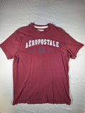 Aeropostale Men's Large Distressed Edge Dark Red Short Sleeve T Shirt Tee Y2K