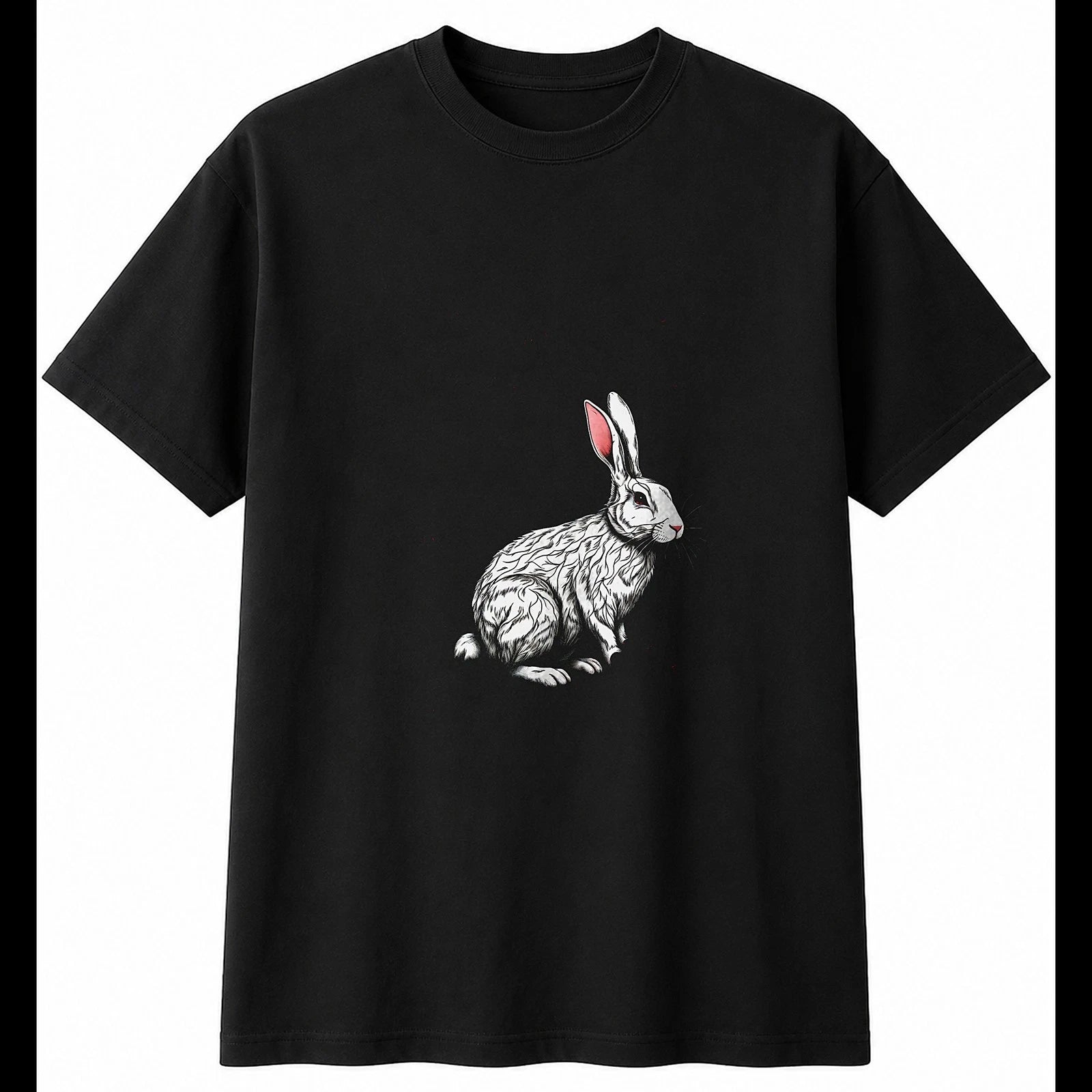Flemish Giant Rabbit with Roses Botanical Mens T-Shirt Cute Kawaii Adorable Tee
