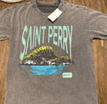 NWT Saint Perry One Way Ticket Island Graphic Tee Mens Charcoal Grey Oversized