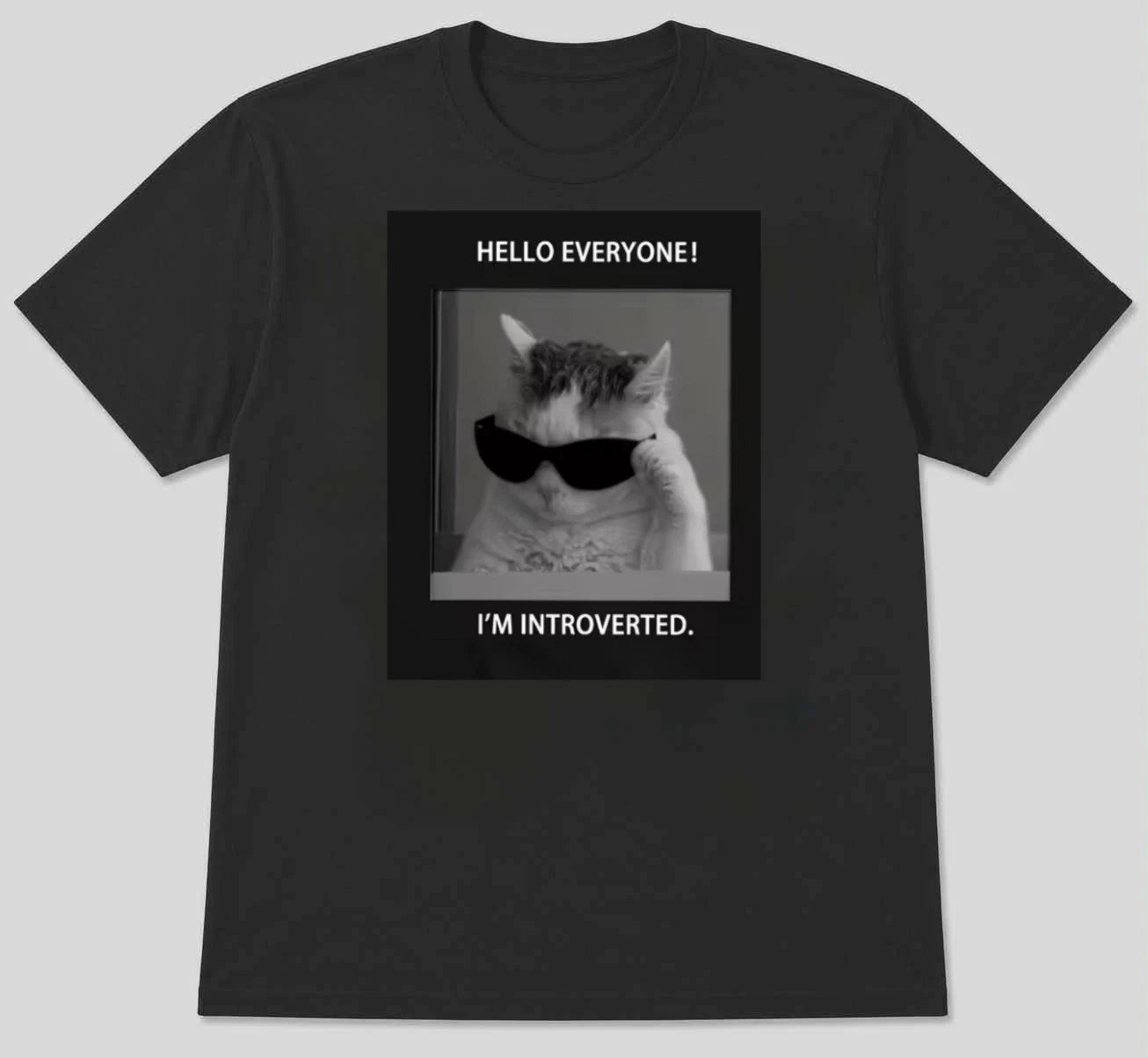 Funny Introvert Cat | Cool Cat in Sunglasses Meme T-Shirt S M L XL 2 3 4 XL
