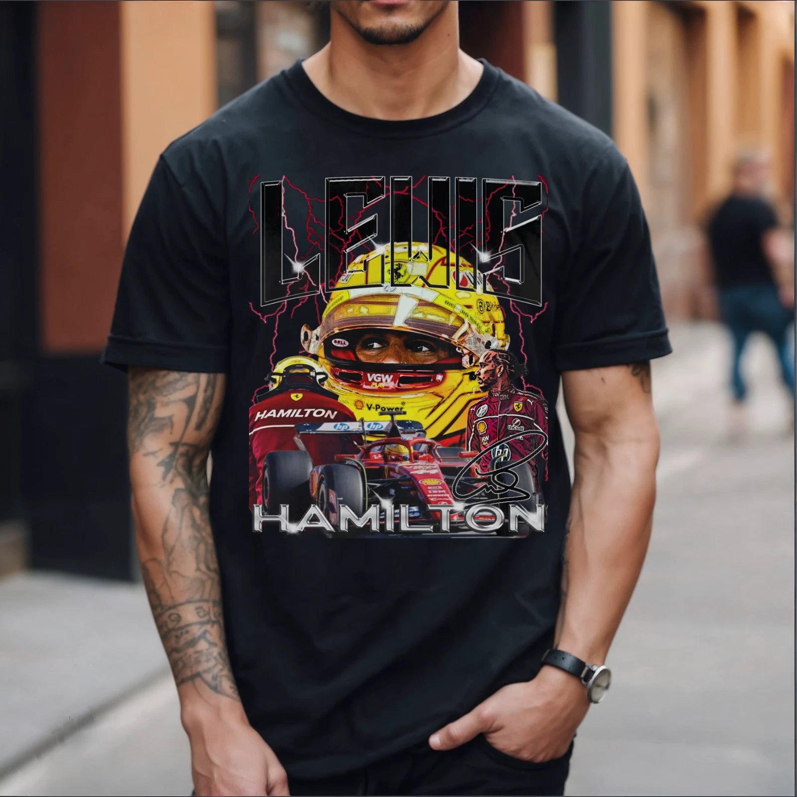 LEWIS HAMILTON, FERRARI FORMULA ONE BOOTLEG T-SHIRT, F1, MILF