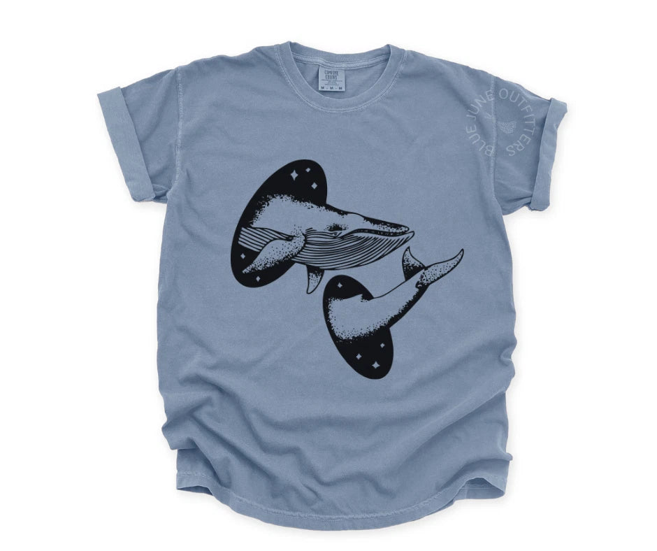 CELESTIAL WHALE TEE | COMFORT COLORS® TRIPPY SEA LIFE TEE | UNIQUE WEIRD TEES