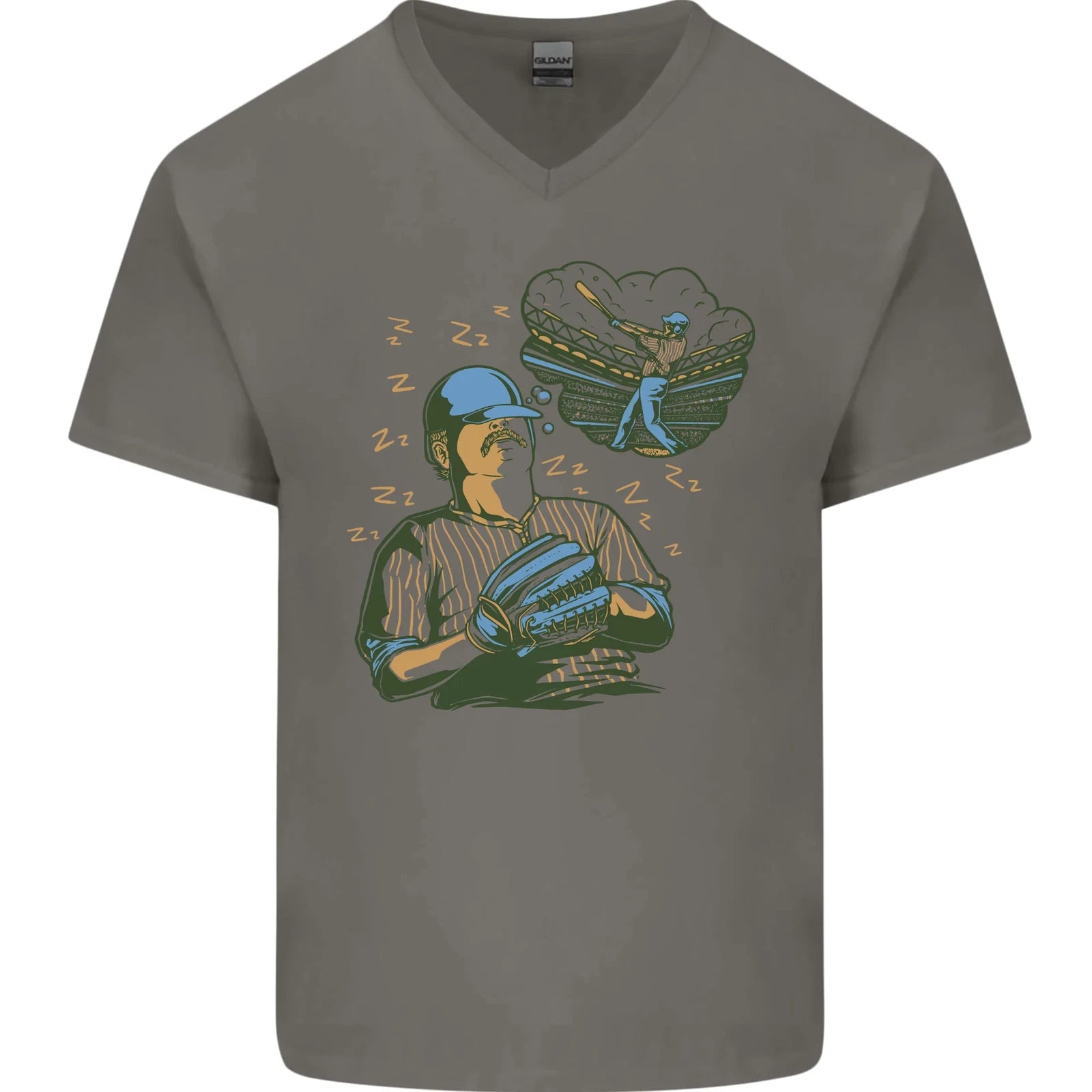 A Baseball Player Mens V-Neck Cotton T-Shirt