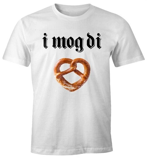 Men's T-Shirt I mog di heart pretzel pretzels Bavarian Bavaria I like you