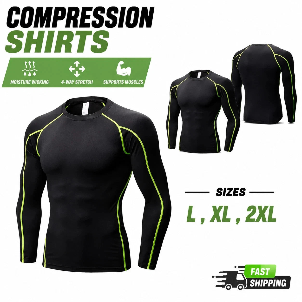 Mens Compression Base layer Shirt sports wear Top Long tight thermal Long Sleeve