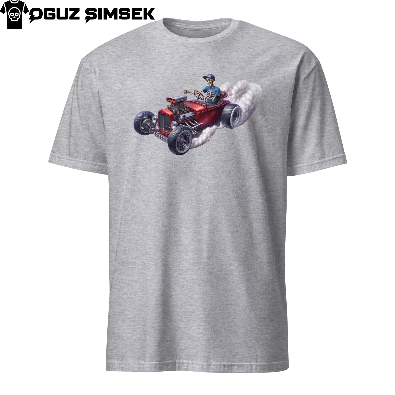 Unisex Hot Rod Skeleton Graphic Short-Sleeve T-Shirt - Cool Streetwear!