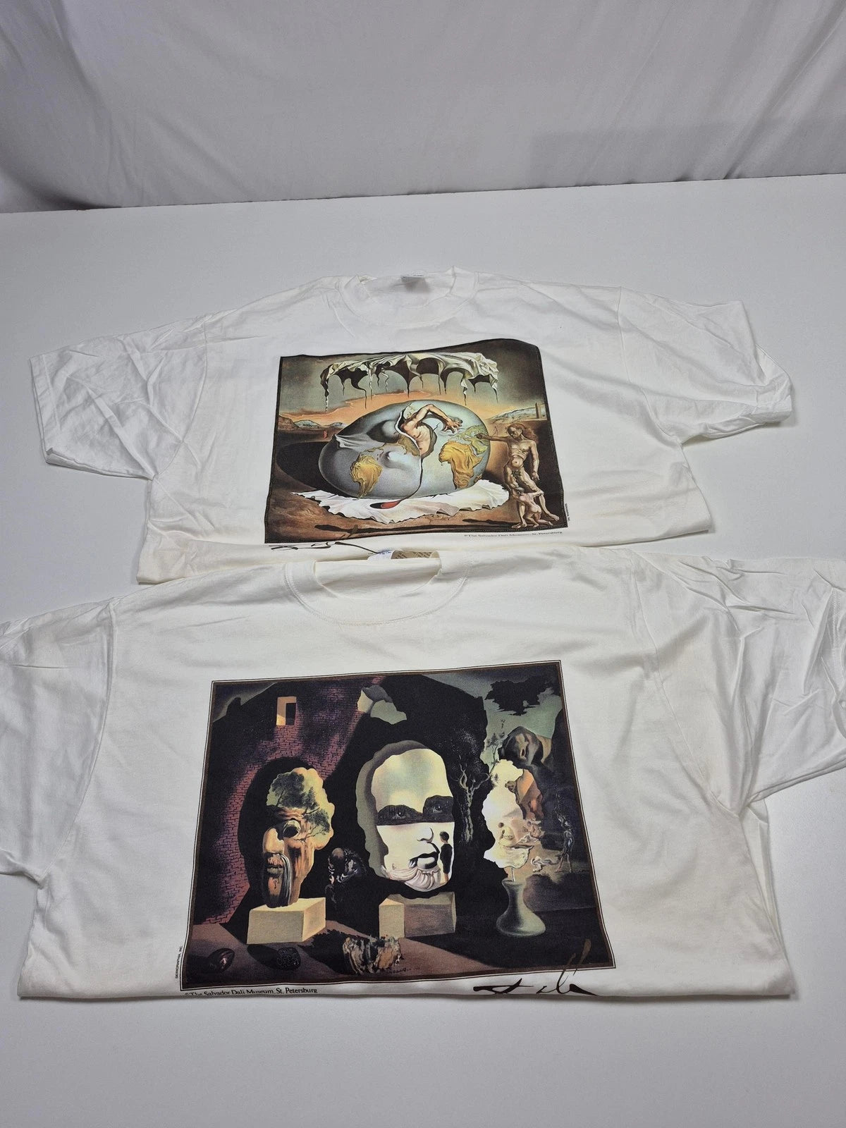 Vintage Salvador Dali Shirt Mens XL White Museum Graphic Tee Lot Of 2 USA