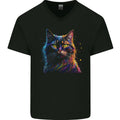 A Fantasy Cat With Cool Colours 7 Mens V-Neck Cotton T-Shirt