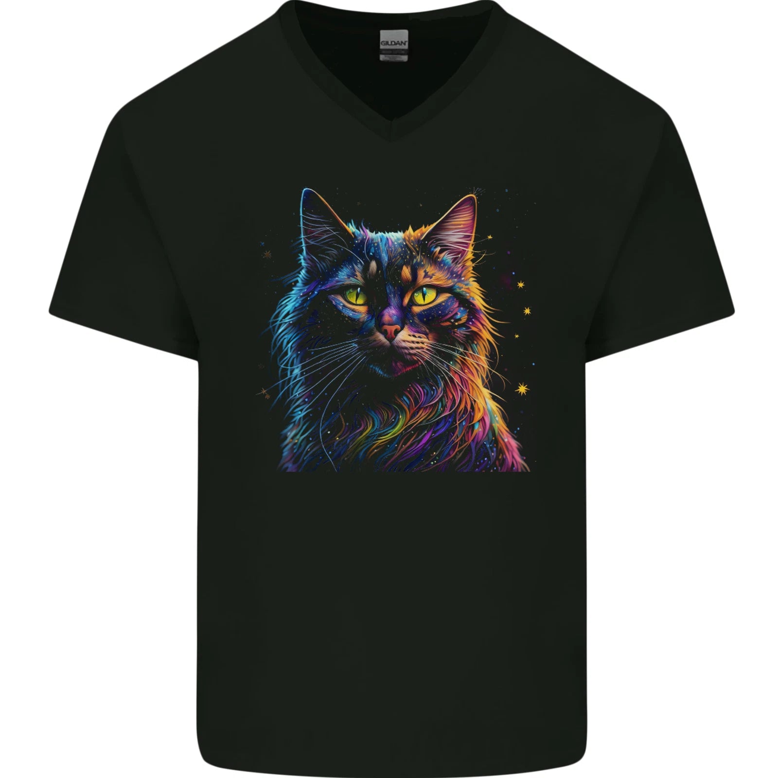 A Fantasy Cat With Cool Colours 7 Mens V-Neck Cotton T-Shirt
