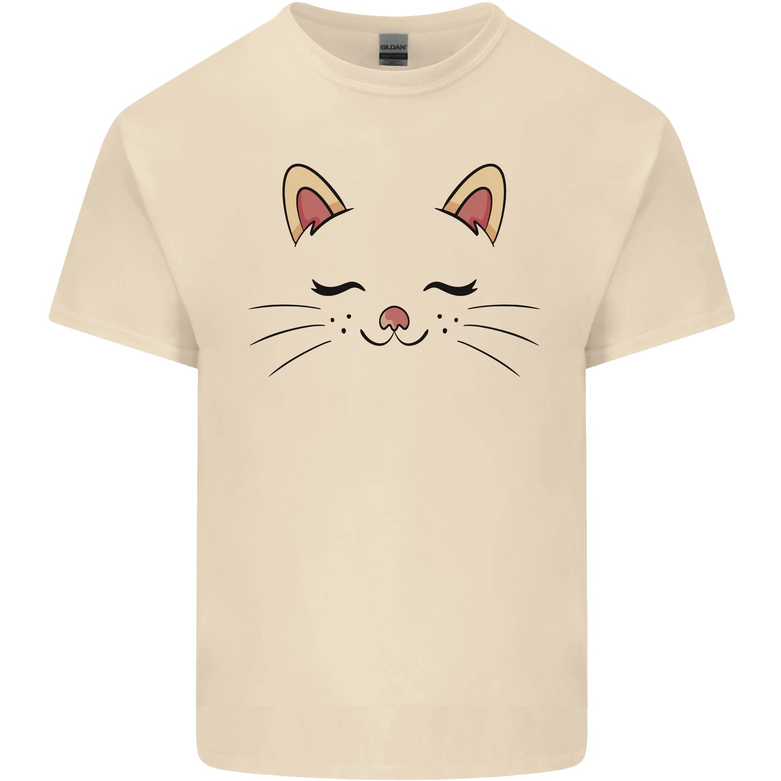 Cute Cat Face Mens Light Cotton T-Shirt
