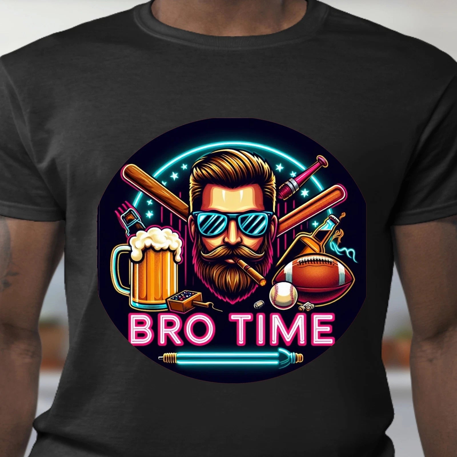 Cool Bro Time Graphic T-Shirt - Fun Gift for Friends, Party Attire, Colorful